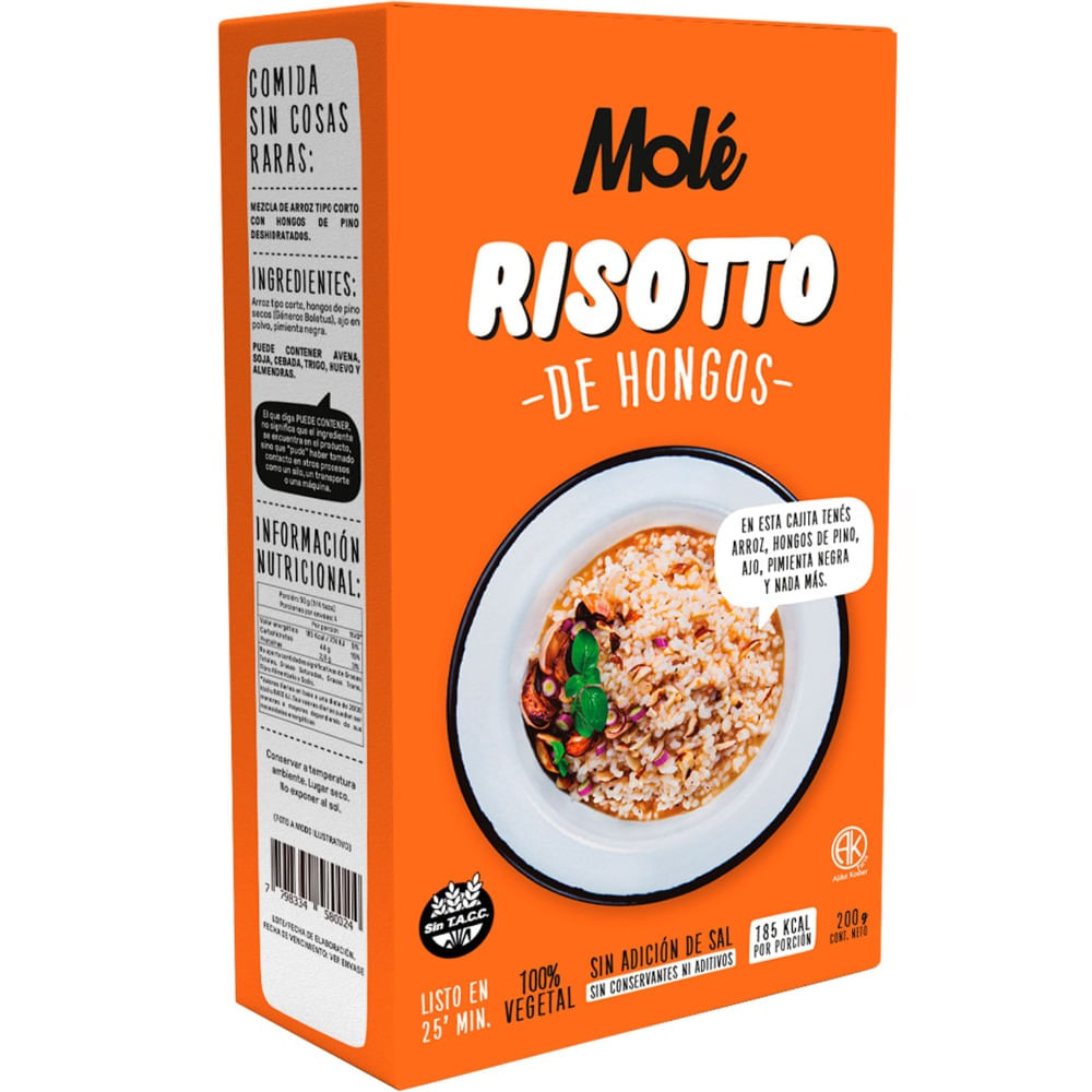 Comida lista Molé risotto de hongos 200 g.