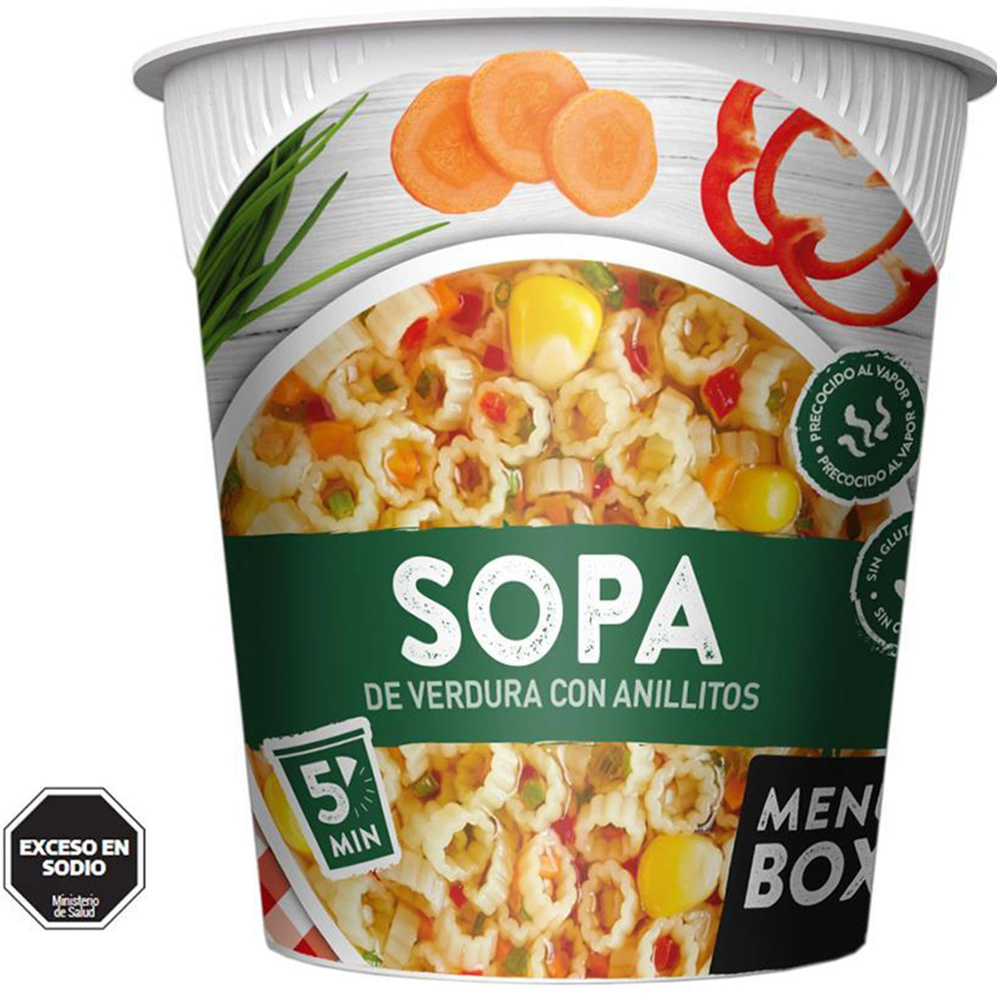 Sopa Menú Box de vegetales anillitos en vaso 45 g.