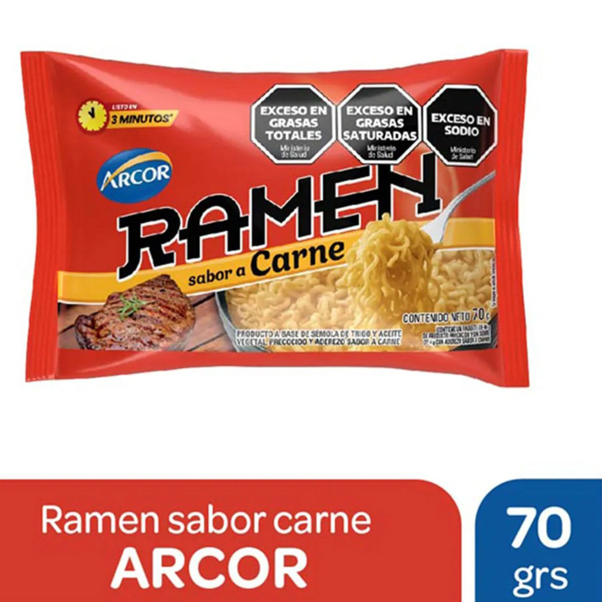 Fideos Listos Arcor Ramen Sabor Carne 70 G