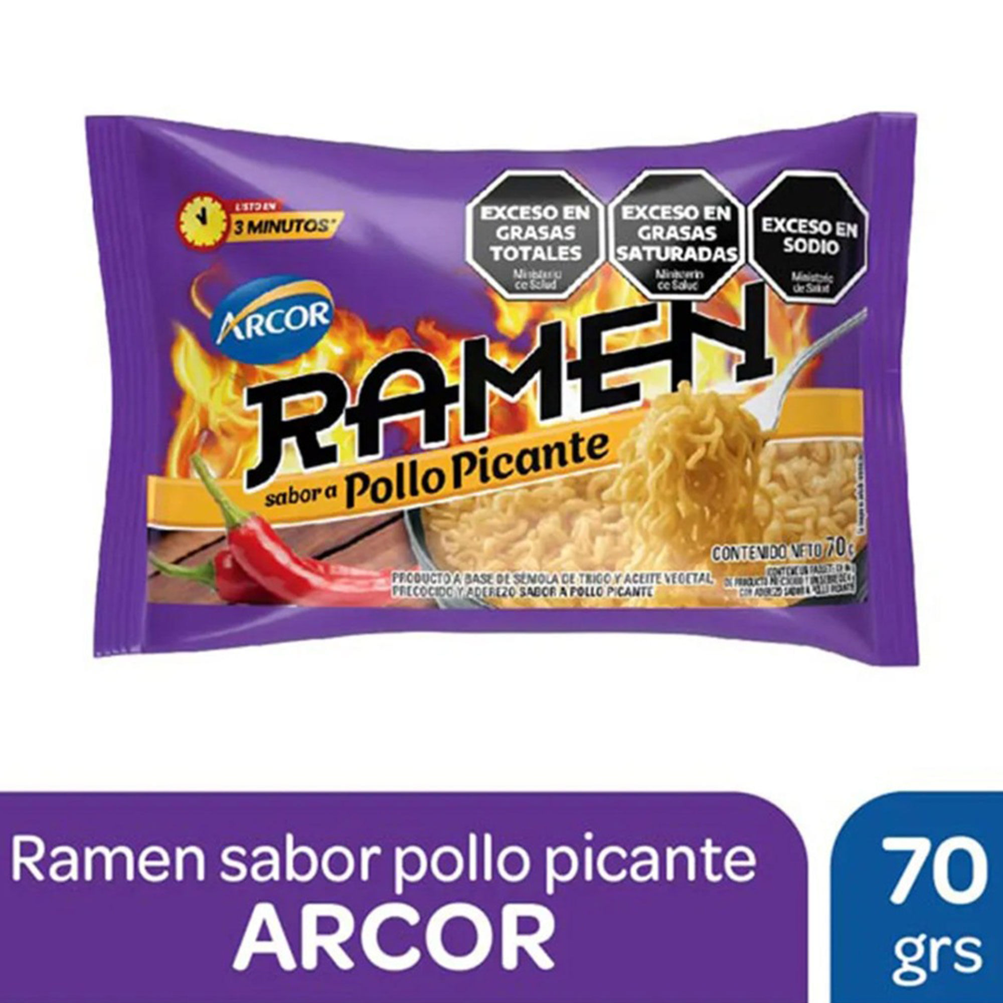 Fideos Listos Arcor Ramen Sabor Pollo Picante 70 G