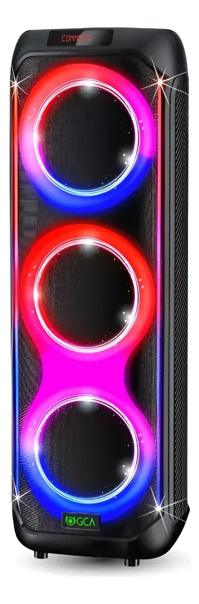 Parlante Gca Volkano Triple Woofer 8 Con Ruedas Y Luces