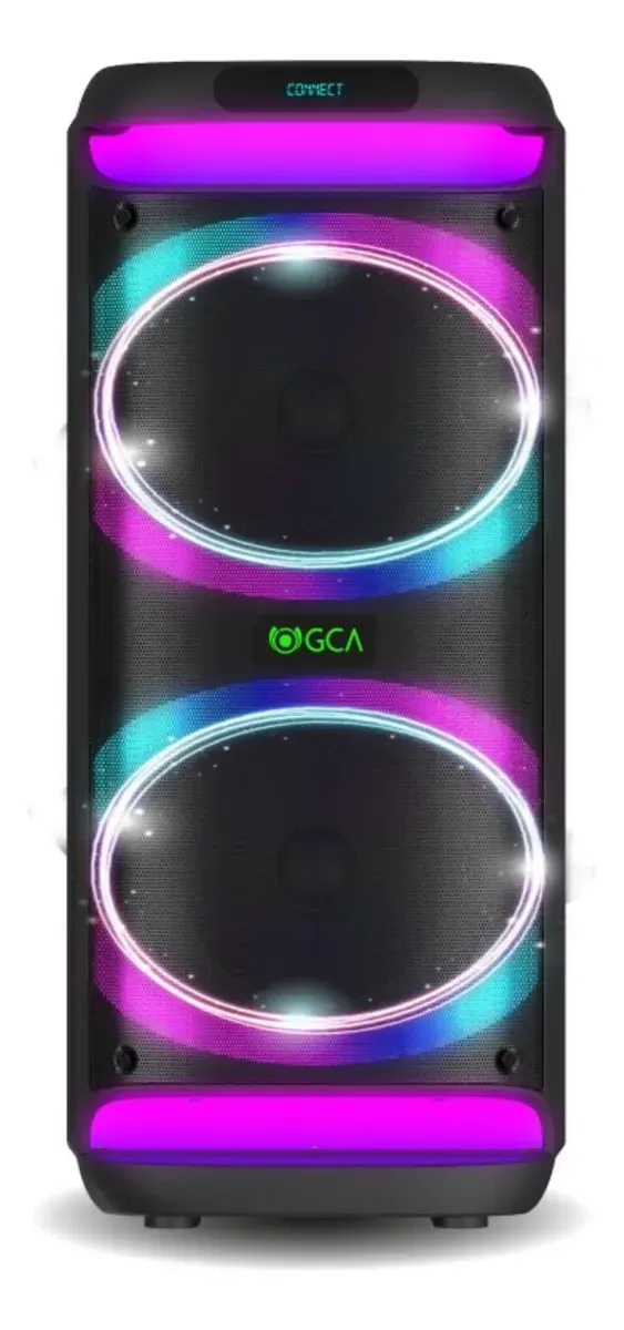 Parlante Gca Rocket Doble Woofer 10 Con Ruedas Y Luces