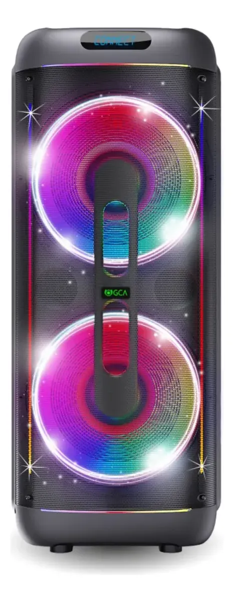 Parlante Gca Raptor Doble Woofer 15 Manija Ruedas Y Luces