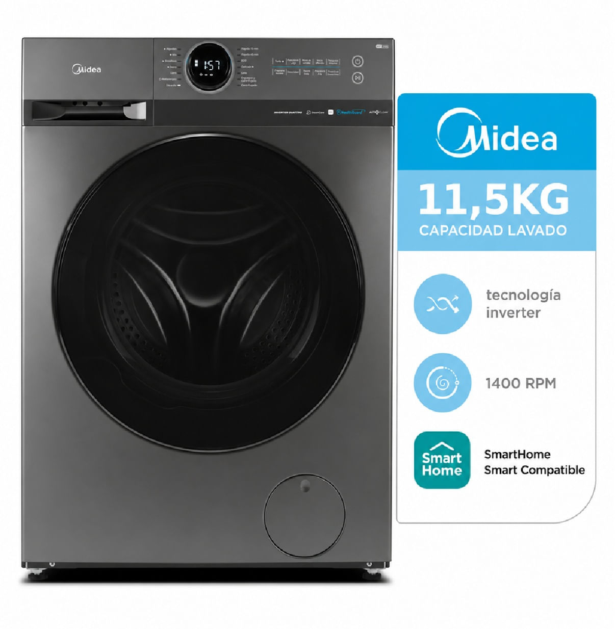 Lavarropas Inverter Midea Smart 11,5kg Mf200w115wb/T-A1