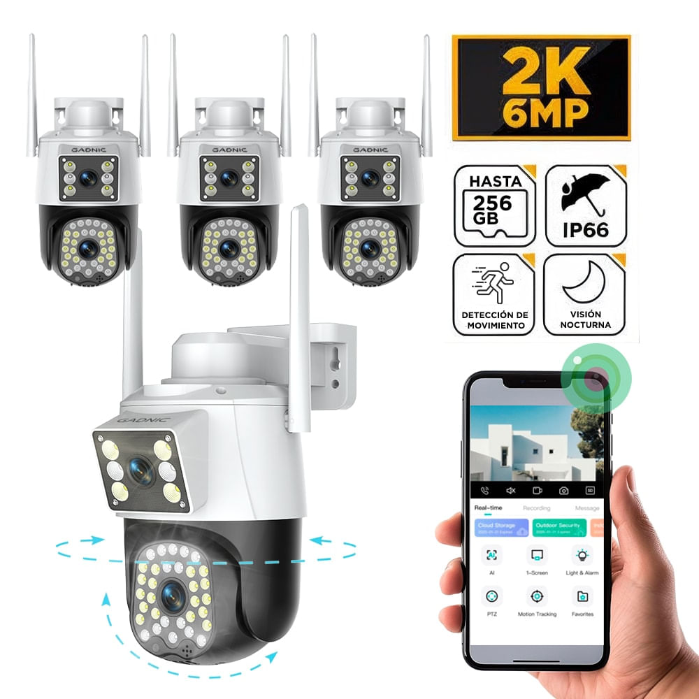 Kit X4 CáMara De Seguridad Gadnic S-Cam Full Hd 3mp Control Por App VisióN Nocturna Ir Color
