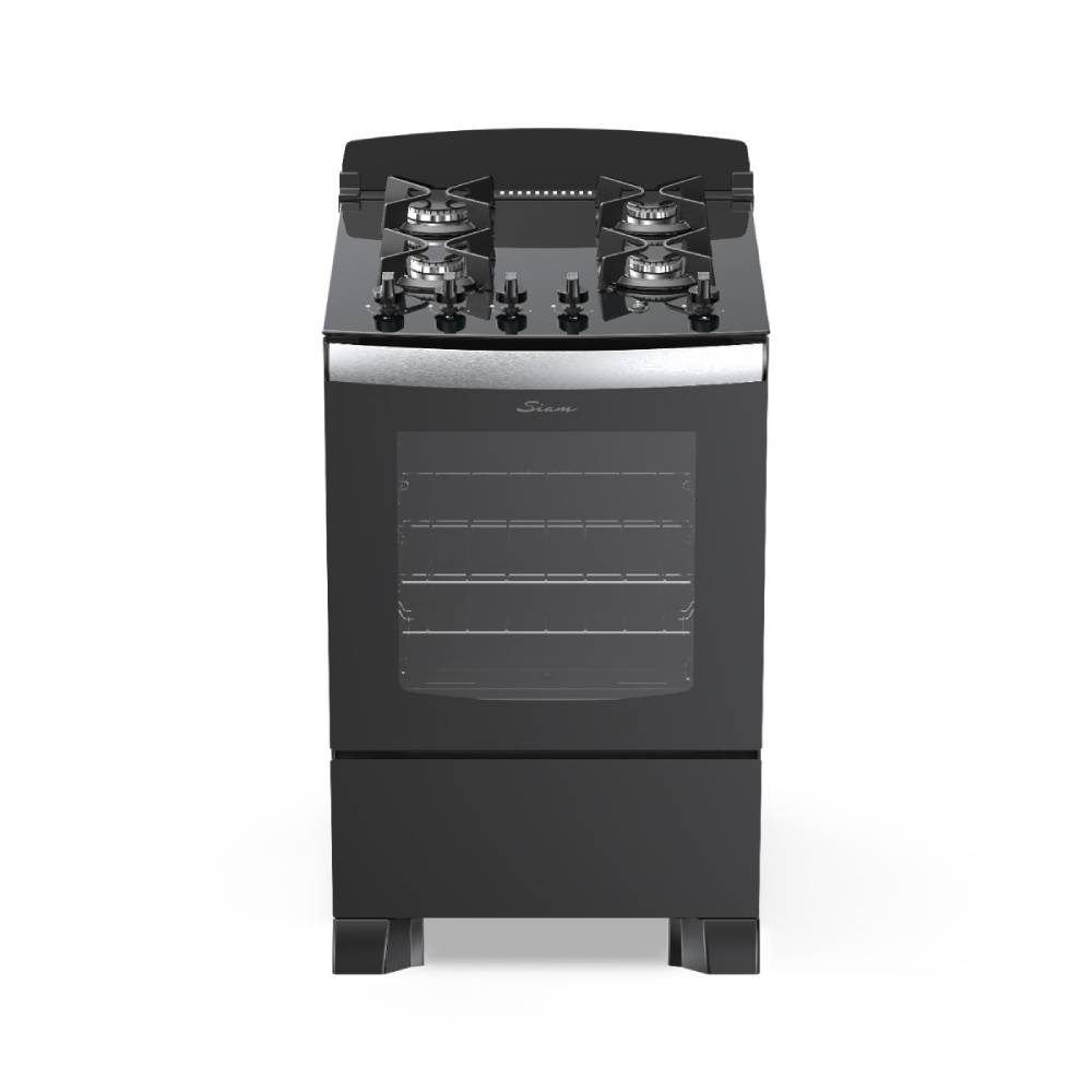Cocina De Vidrio Templado Multigas Siam Negra Csi-Cm056n