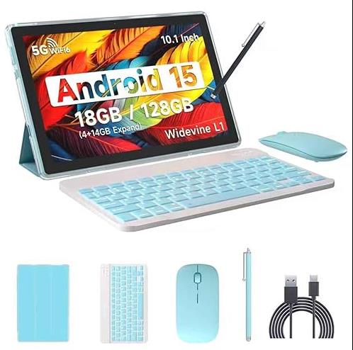 Tablet Iweggo 10” Android 15, 18gb Ram 128gb, Teclado, Funda, Light Blue (X003ynag5z)