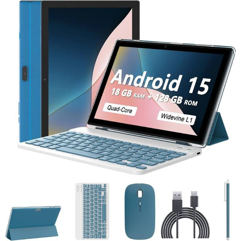 Tablet Iweggo 10” Android 15, 18gb Ram 128gb, Teclado, Funda, Mouse Blue (X003x1eojr)