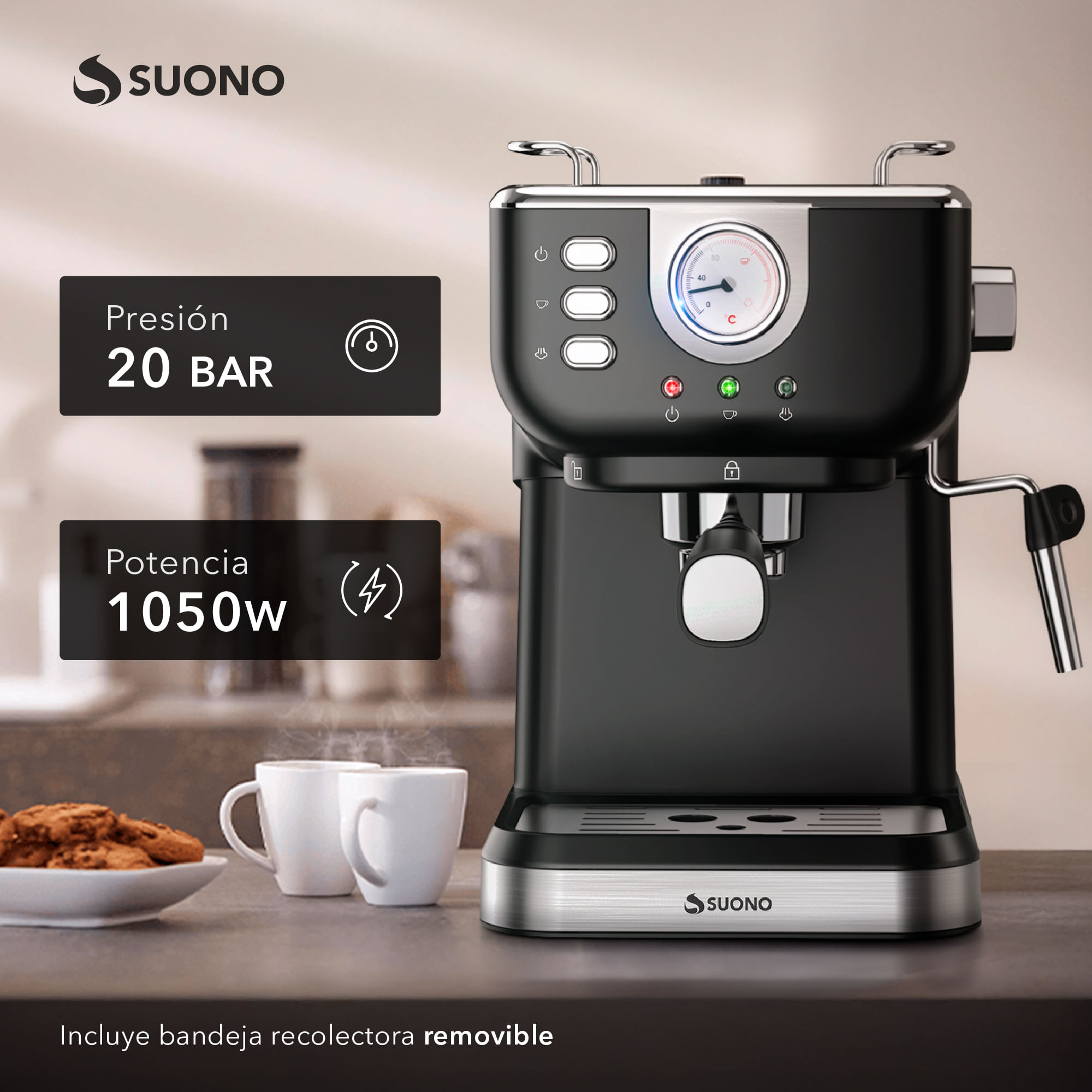 Cafetera express Suono 20bar con vaporizador hog0392
