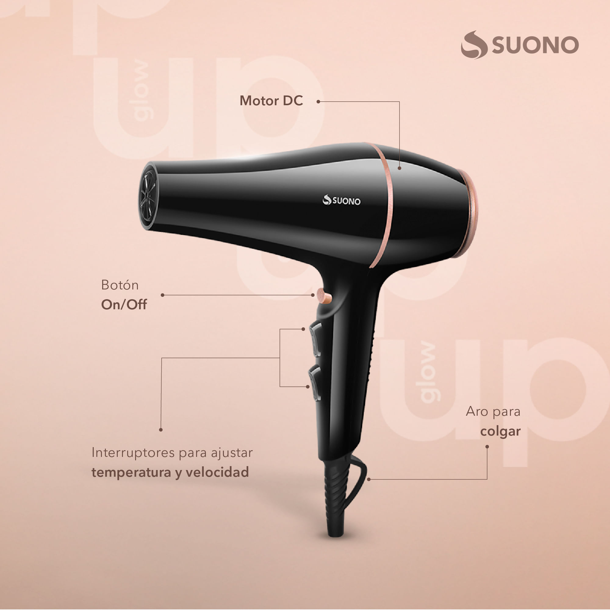 Secador de pelo Suono 1800w hog0256