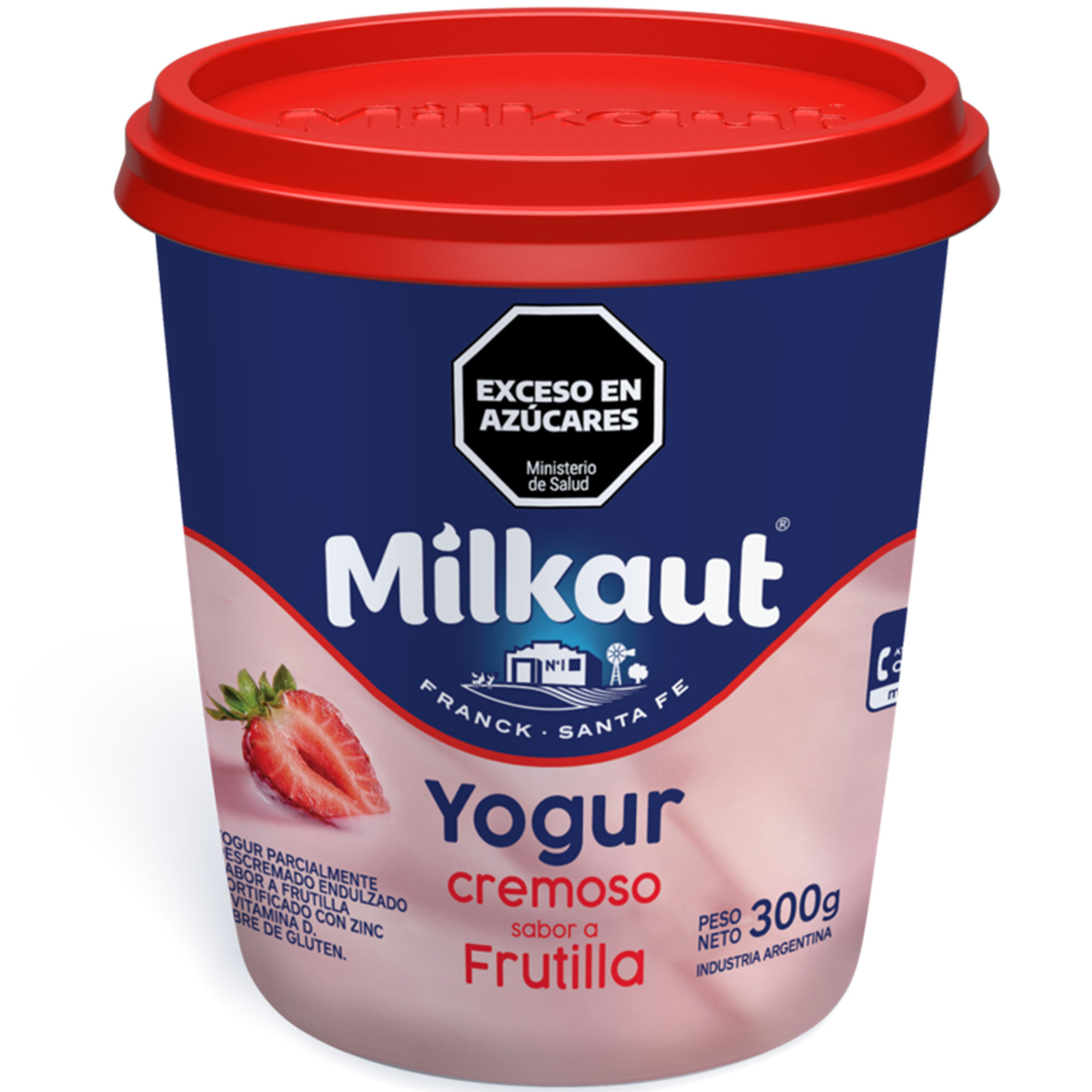 Yogur cremoso Milkaut sabor frutilla 300 grs
