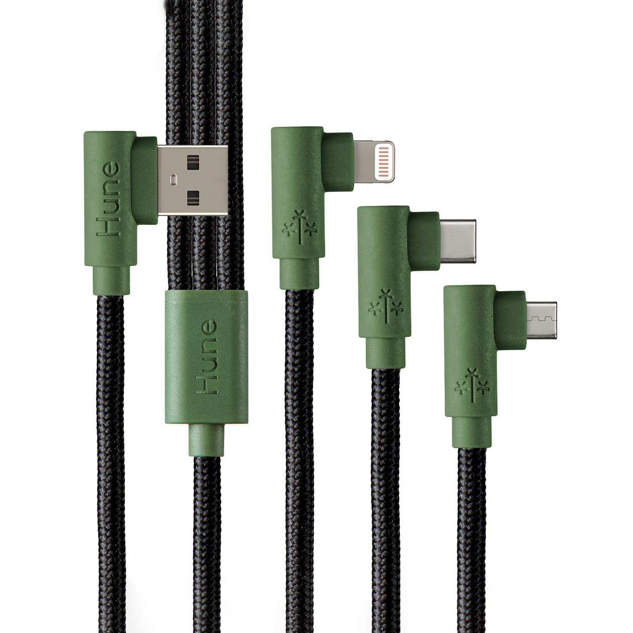 Cable Trenzado Hune Usb A -3 En 1- C 1,2m - Bosque Acc-Ca-319bos