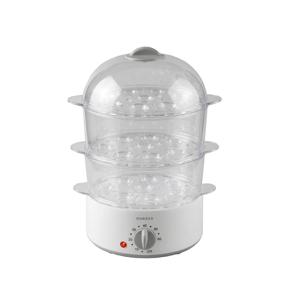 Vaporiera Electrica Ranser 6 Lts 755-900W SALUTARE ST208E 3 Niveles Blanco