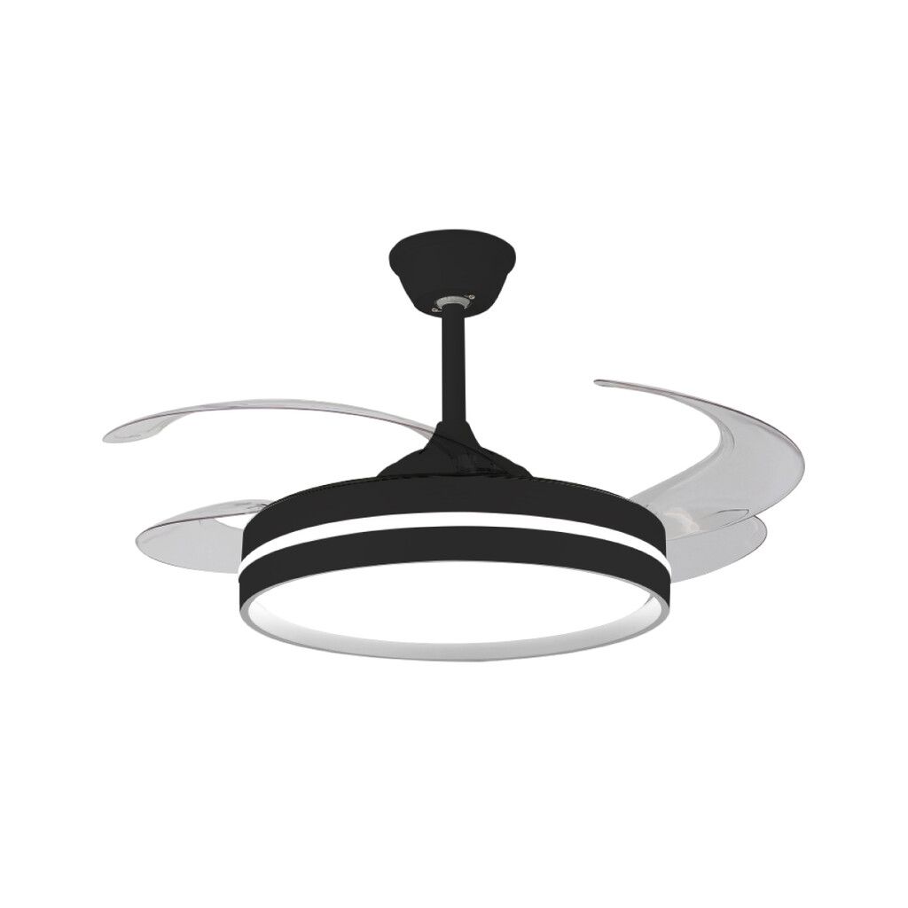 Ventilador De Techo RetráCtil Luz Led Control Remoto Negro Evvo Cf4000b