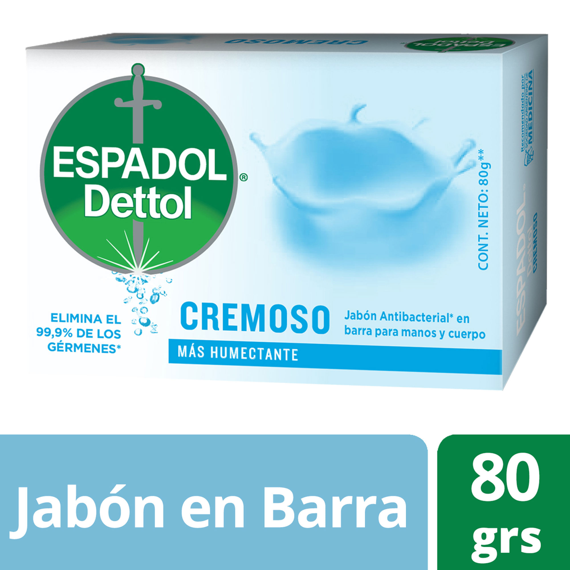 Jabón antibacterial cremoso Espadol 80 g