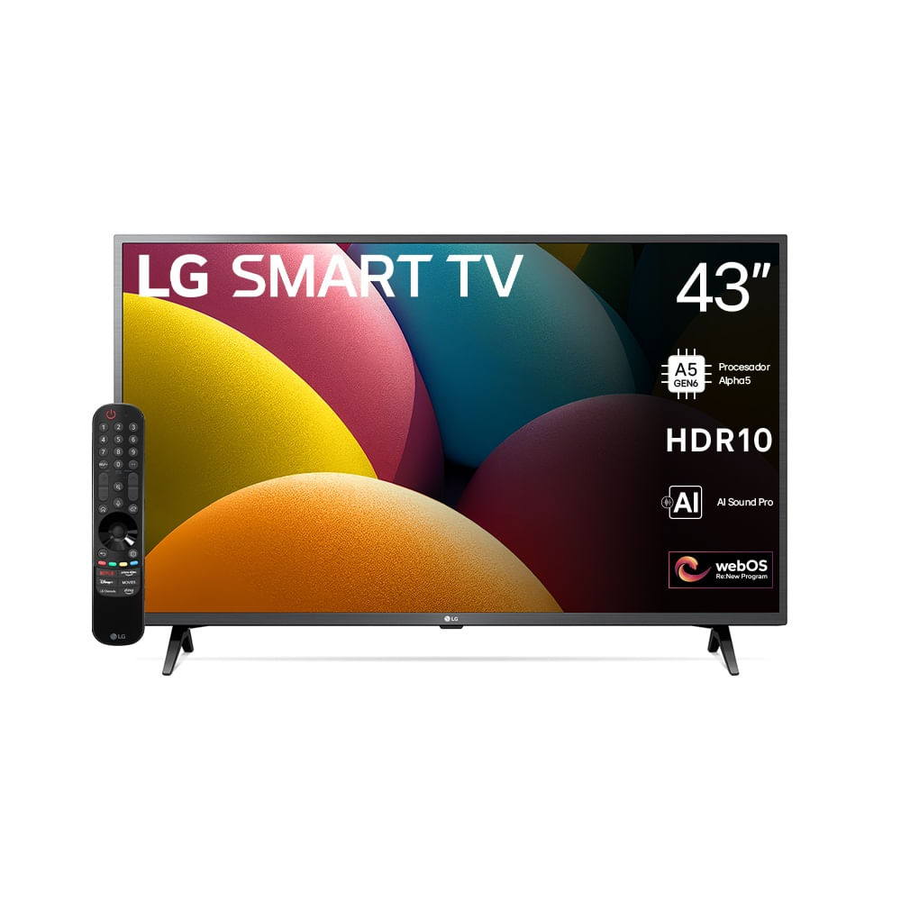 Smart TV LG 43" Full HD 4K ThinQ AI 43LR6750PSA