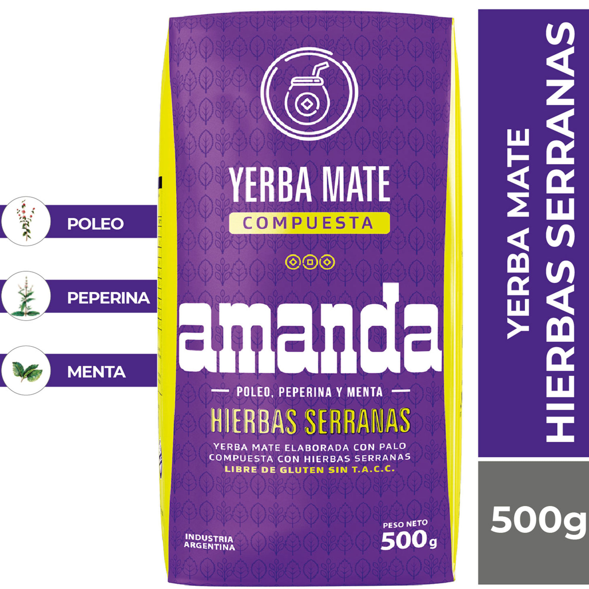 yerba mate amanda con hierbas serranas 500 g