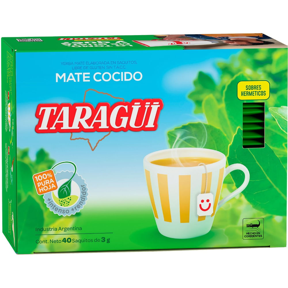 Mate cocido en saquitos ensobrados Taragüi 40 u.