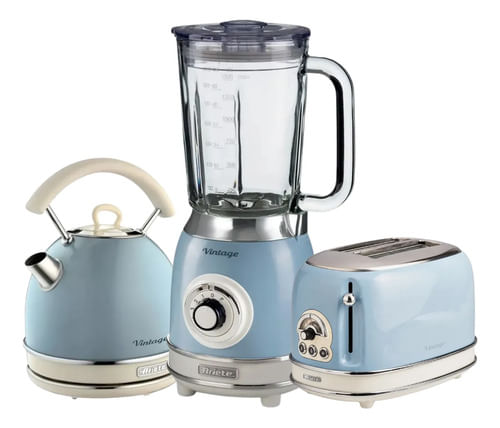 Set Ariete Licuadora Tostadora Pava Electrica Celestes