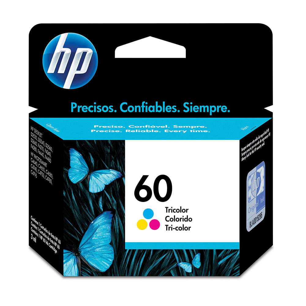 Cartucho de Tinta HP 60 CC643WL TRICOLOR original D2500 F4200