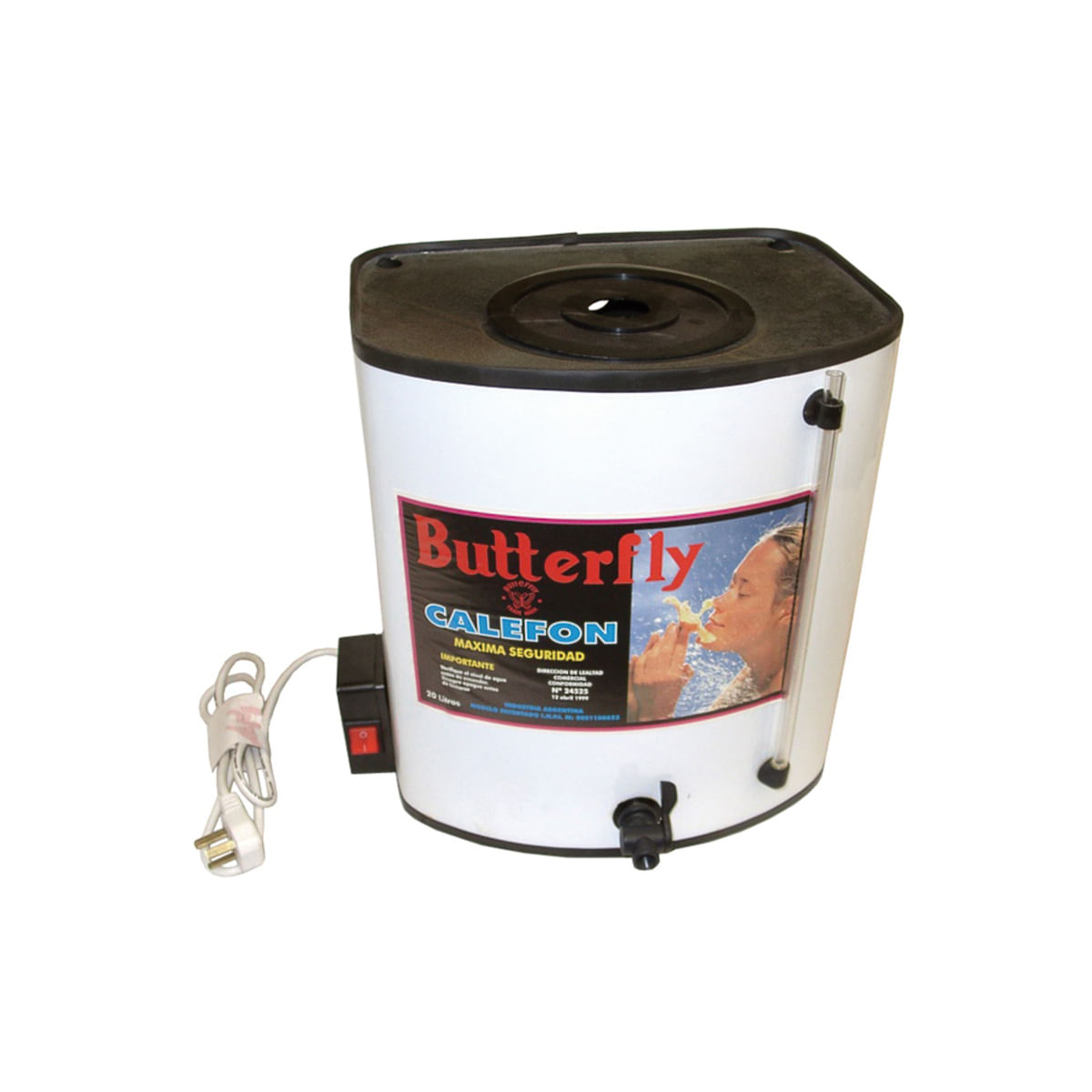 Calefon Butterfly 20 Lts Enlozado Grifo Bronce Aprobado