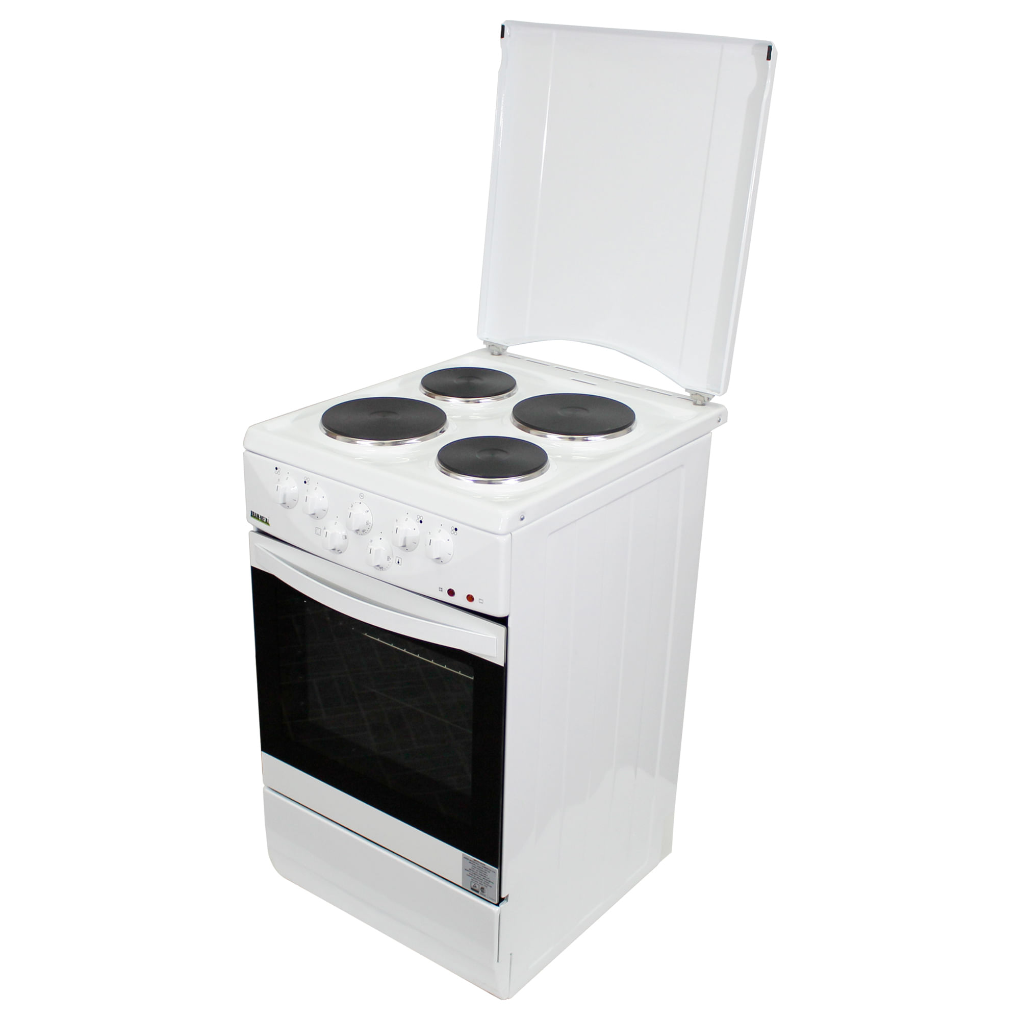 Cocina Eléctrica Bram-Metal 4 Hornallas Con Tapa/Timer/Cajon Inferior