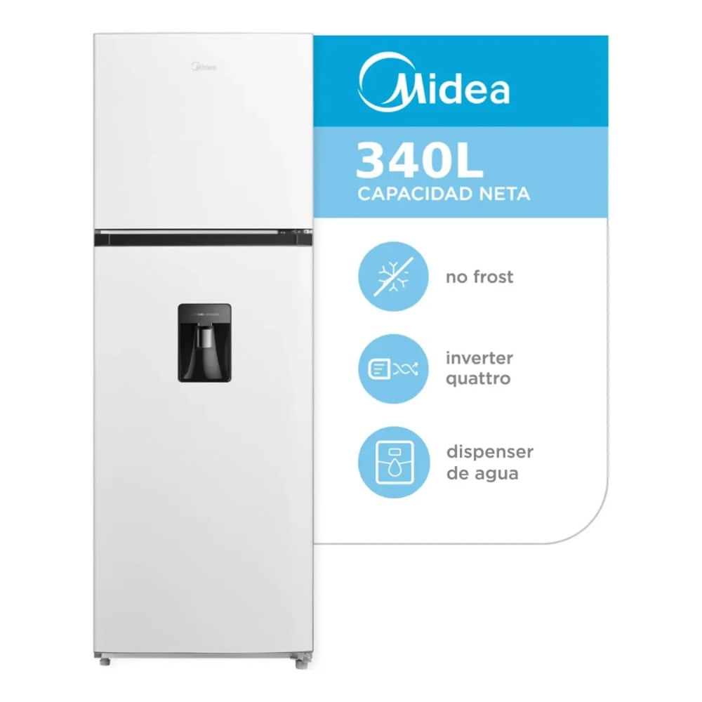 Heladera Midea No Frost Inverter Top Mount 340l Blanca
