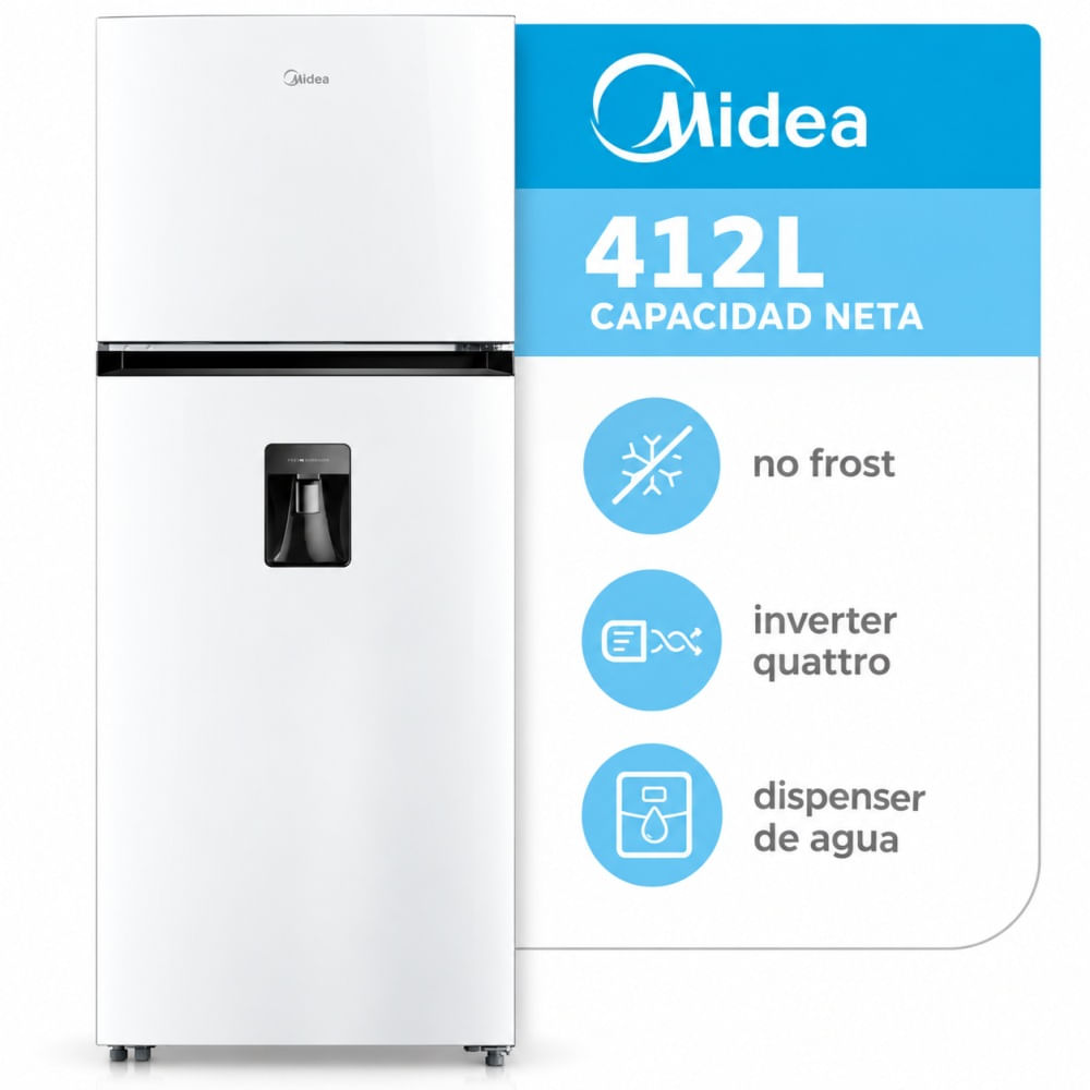 Heladera Midea No Frost Inverter Top Mount 412l Blanca