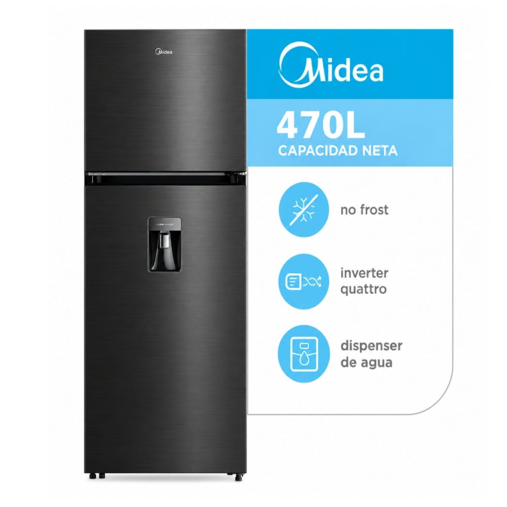 Heladera Midea No Frost Inverter Top Mount 470l Black