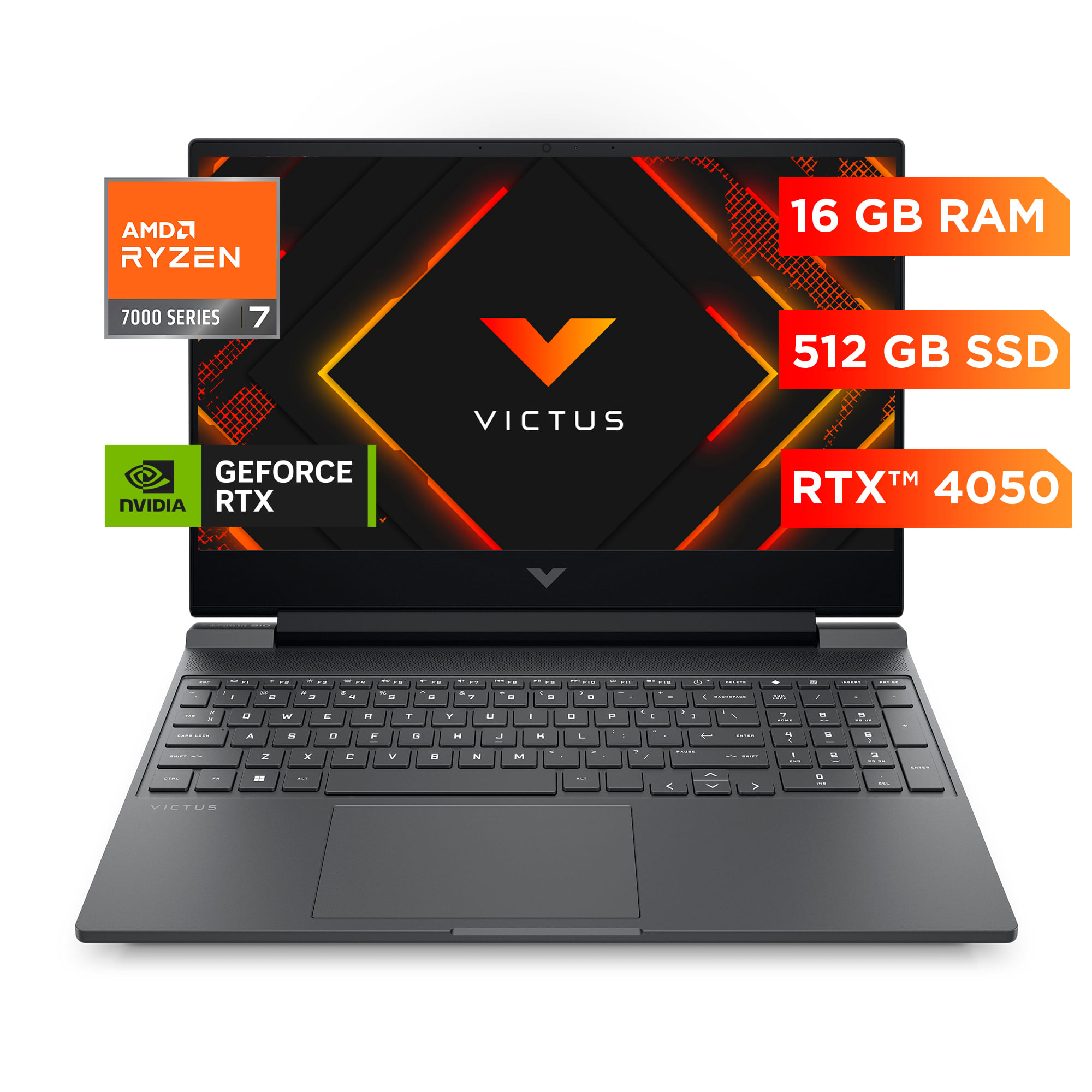 Notebook Hp Victus Ryzen 7 7445hs 16gb 512gb Rtx 4050 Windows 11 Plata Mica