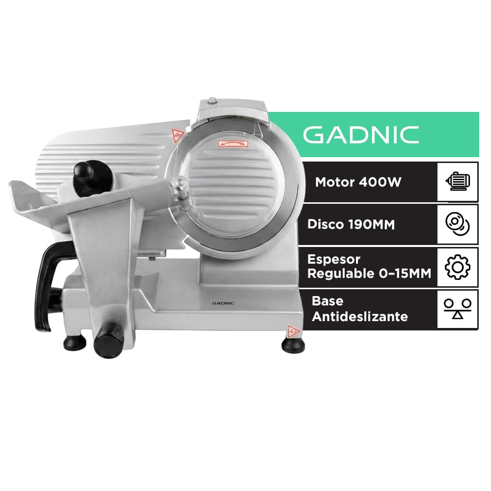Cortadora De Fiambre EléCtrica Gadnic 400w Disco 190mm Espesor Regulable