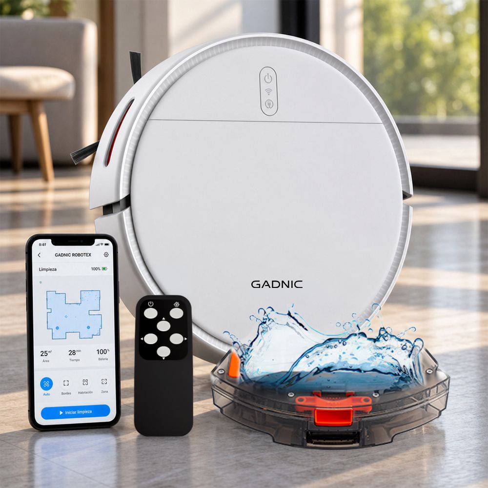 Aspiradora Robot Gadnic Con App Y Control Por Voz 1000 Pa 4 Modos Tanque 150 Ml DepóSito 400 Ml