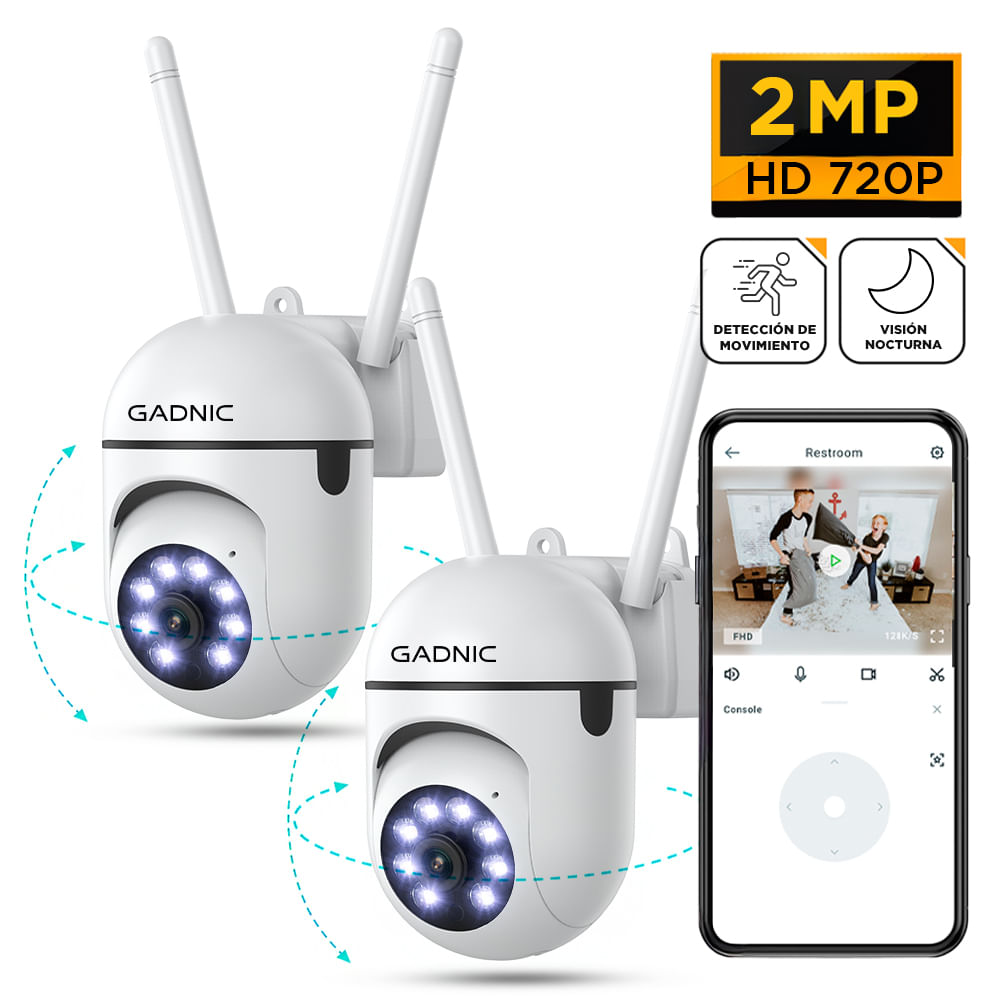 Kit x2 Cámara De seguridad Gadnic SX19 WiFi interior HD Con App y Visión Nocturna