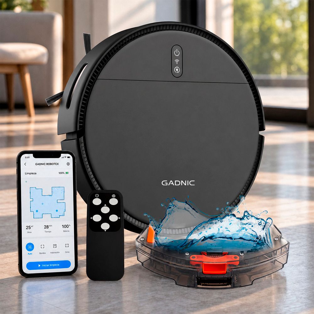 Aspiradora Robot Gadnic Con App Y Control Por Voz 1000 Pa 4 Modos Tanque 150 Ml DepóSito 400 Ml
