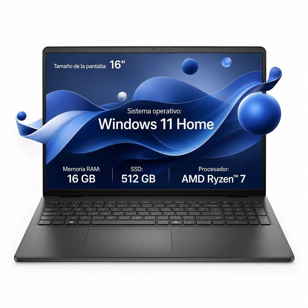 Notebook Dell 16” Fhd Ips Amd Ryzen™ 7 Ram 16 Gb Ssd 512 Gb