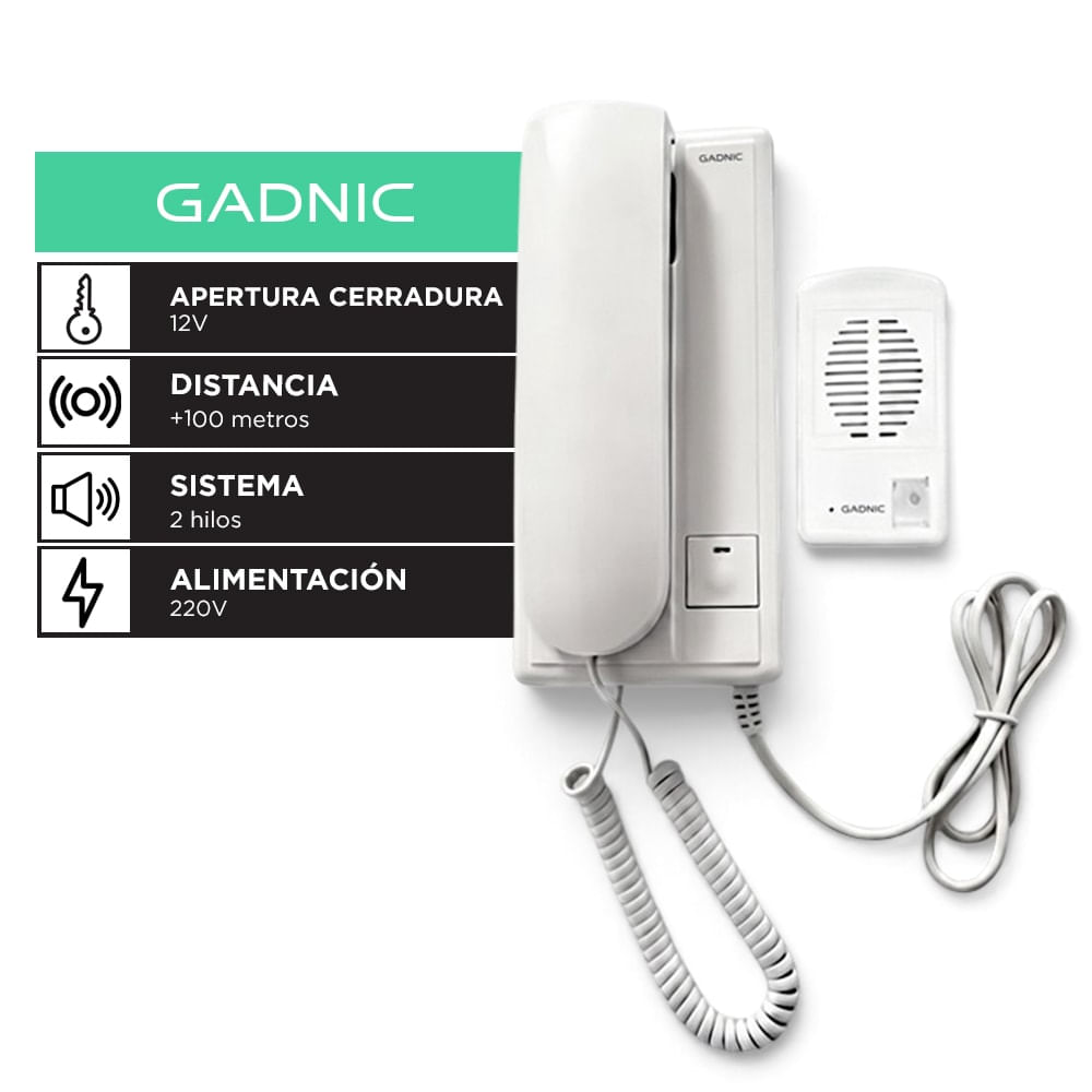 Portero EléCtrico Gadnic Con Intercomunicador Apertura Cerradura