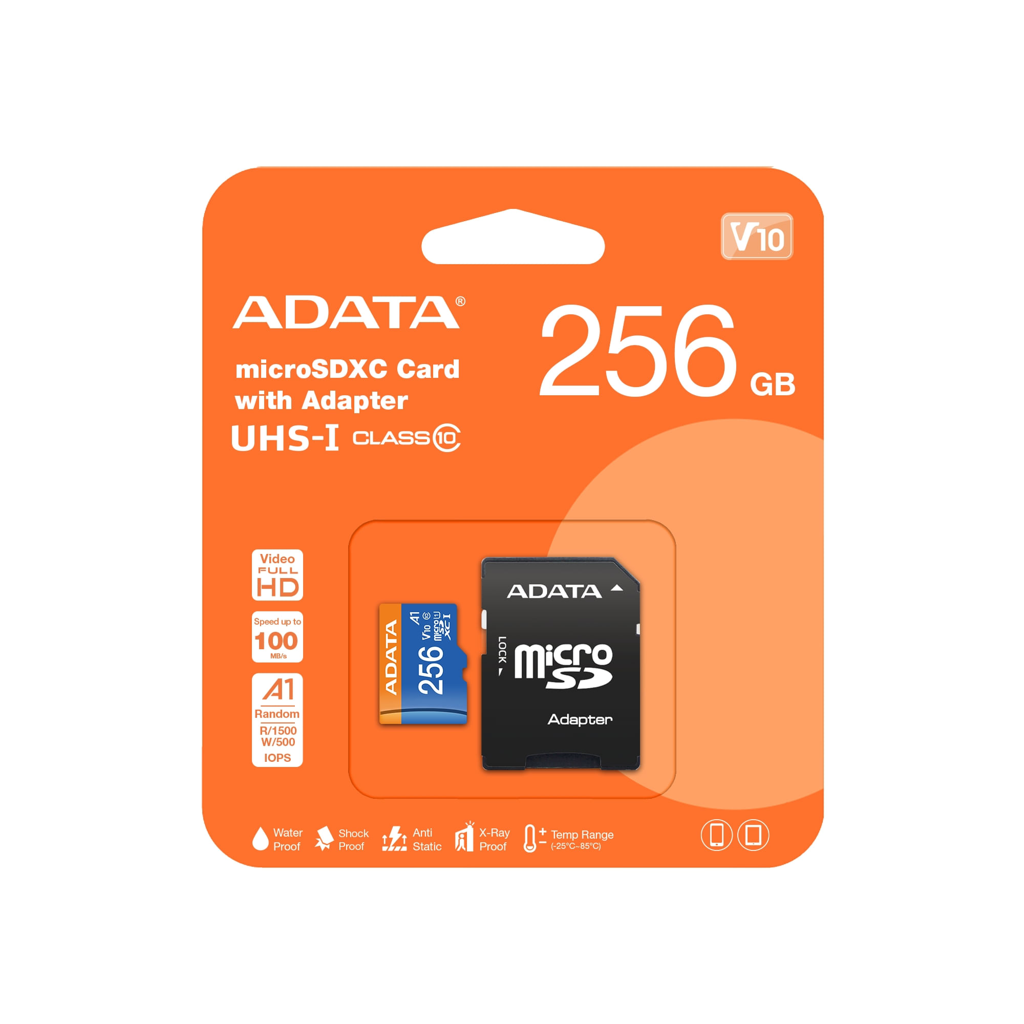 Memoria Micro Sd Adata 256gb Clase 10 Uhs-I V10 Ausdx256guicl10a1-Ra1